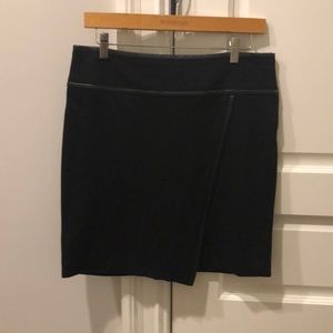 Black skirt with faux leather trim
